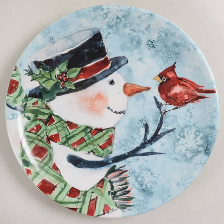 Watercolor Snowman Dessert Luncheon Plate