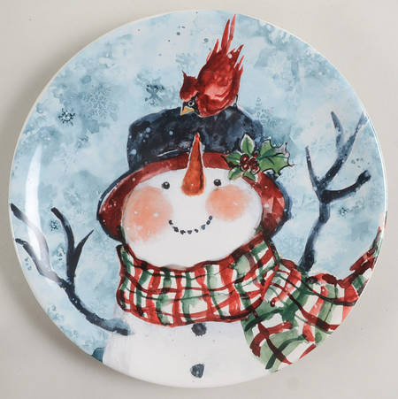 Watercolor Snowman Dessert Luncheon Plate