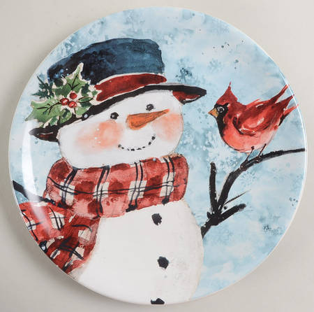 Watercolor Snowman Dessert Luncheon Plate