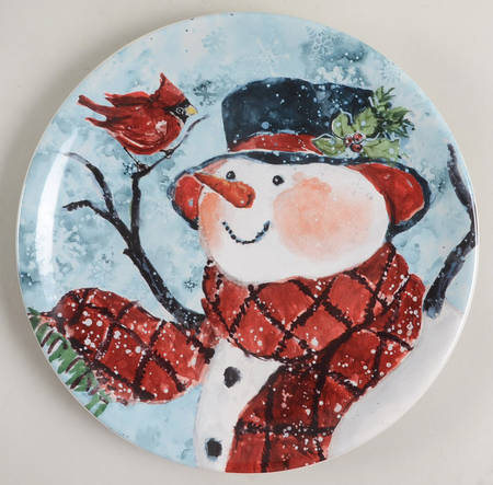 Watercolor Snowman Dessert Luncheon Plate
