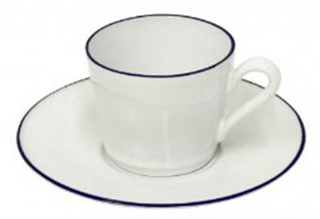 Beja (Blue Trim) Flat Cup & Saucer Set