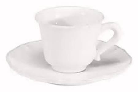 Alentejo White Flat Demitasse Cup & Saucer Set