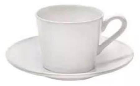 Beja Astoria White Flat Cup & Saucer Set
