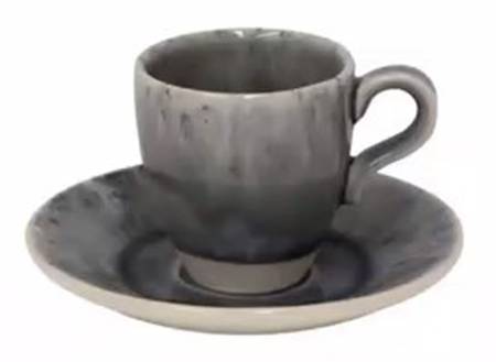 Madeira-Grey Flat Demitasse Cup & Saucer Set