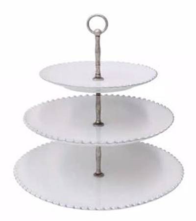 Pearl White 3-Tiered Serving Tray (DP, SP, BB)