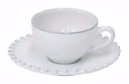Pearl White Flat Demitasse Cup & Saucer Set