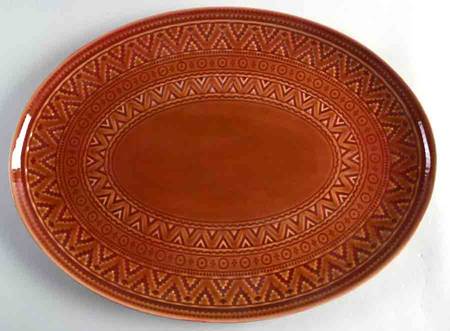 Aztec Rust 15" Oval Serving Platter