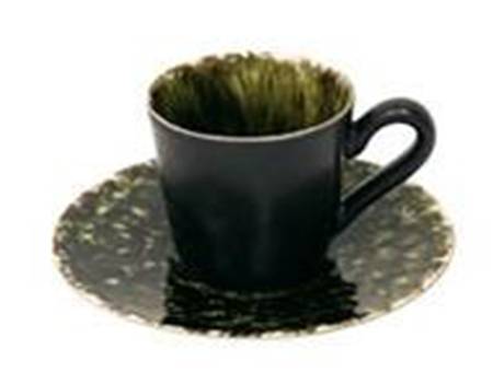 Riviera Forets (Dark Green) Flat Demitasse Cup & Saucer Set