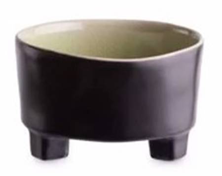 Riviera Vert Frais (Green & Black) Footed Dessert Bowl