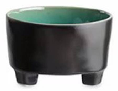 Riviera Azur (Blue & Black) Footed Dessert Bowl