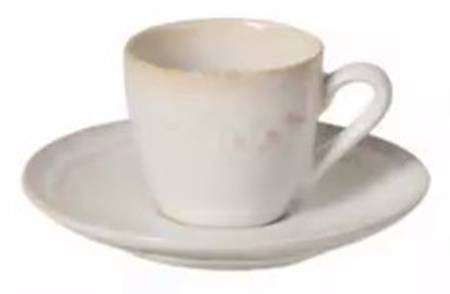 Taormina White Flat Cup & Saucer Set