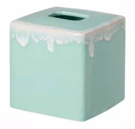 Taormina Aqua Square Tissue Box Cover