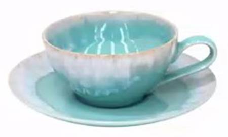 Taormina Aqua Flat Cup & Saucer Set