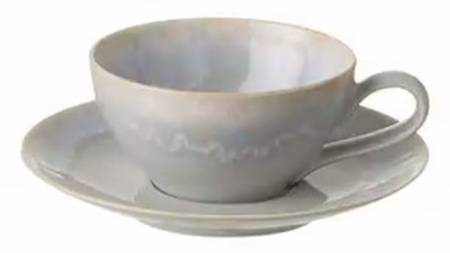 Taormina Gray Flat Cup & Saucer Set