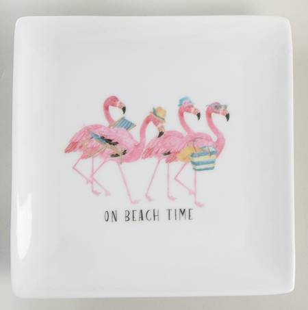 Christmas Flamingo Square Salad Plate