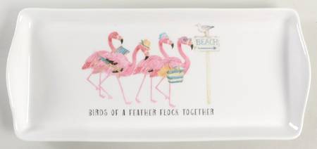 Christmas Flamingo 13" Rectangular Serving Platter