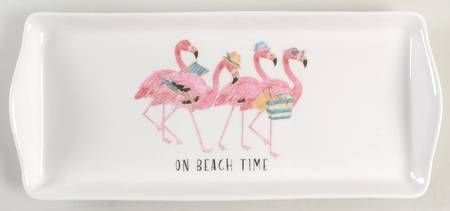 Christmas Flamingo 13" Rectangular Serving Platter