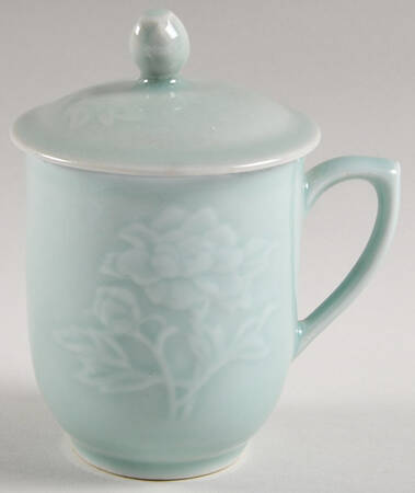 Celadon Floral Mug & Lid