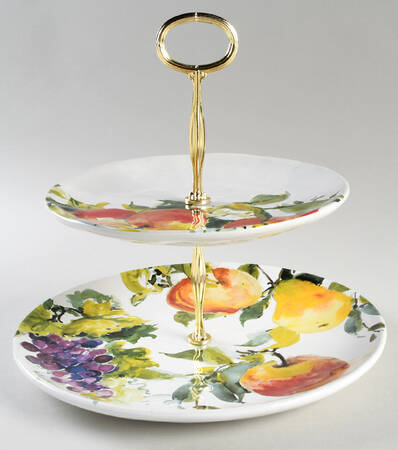 Ambrosia 6 5/8"-10"  2 Tiered Serving Tray (Dp, Sp) HC