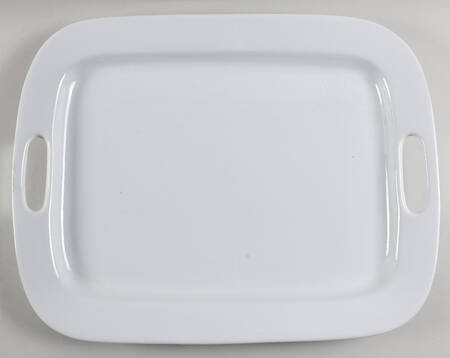 Whiteware Soft Square 18" Oval Handled Platter