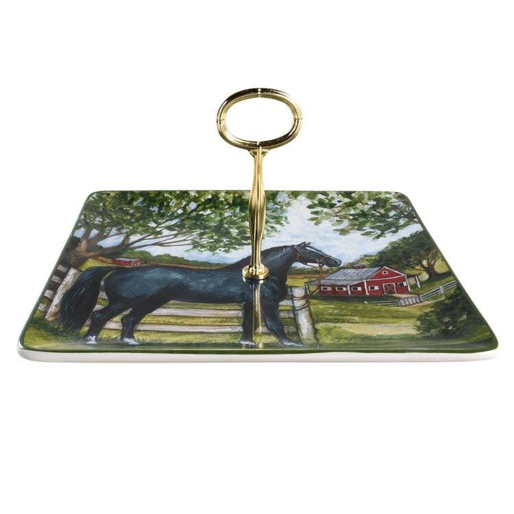 Clover Farm Round Serving Plate with Center Handle (Dp) Hc