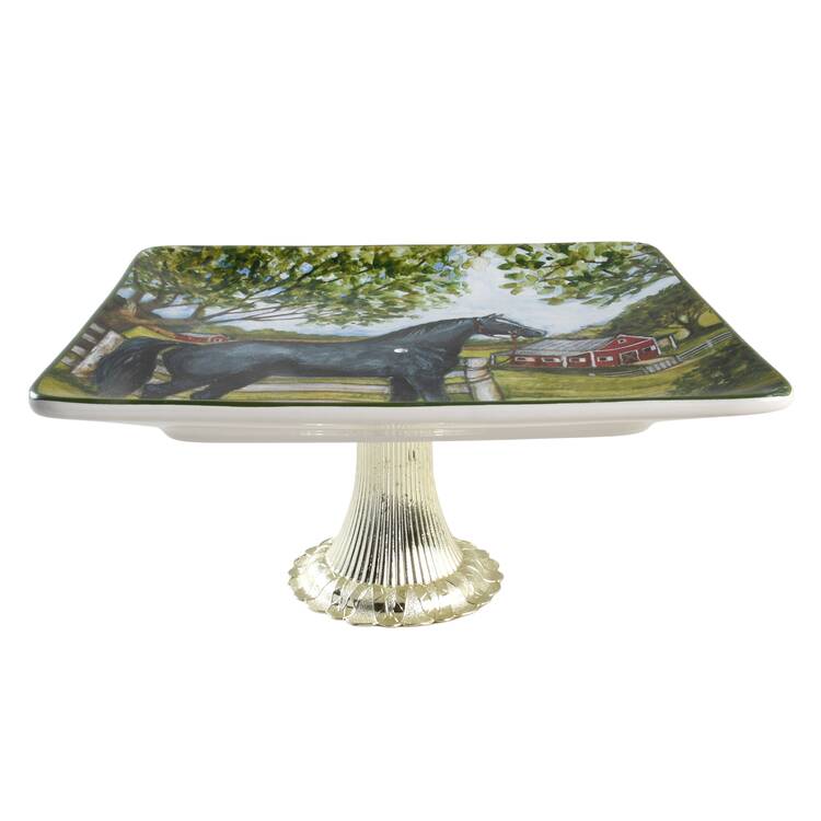 Clover Farm Cake Stand with 4"-5" Metal Pedestal  Hc