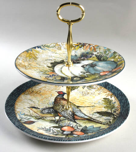Harvest Gatherings 6 5/8"-10"  2 Tiered Serving Tray (Dp, Sp) HC