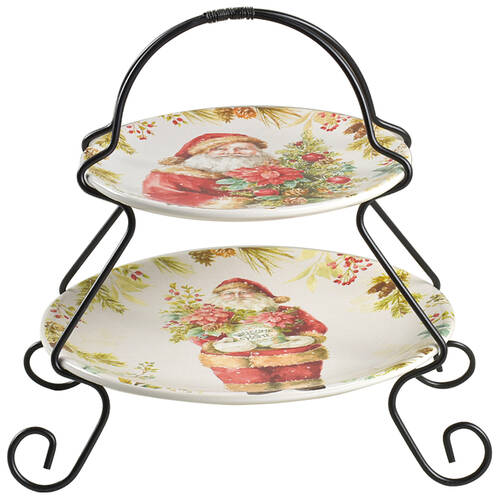Our Christmas Story 2 Tier Server Plates & Metal Stand