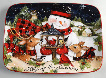 Magic of Christmas Snowman 14" Rectangular Serving Platter