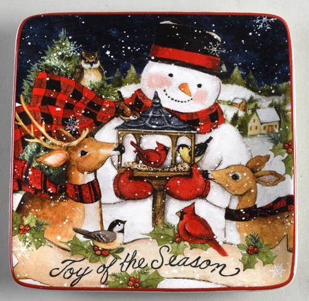 Magic of Christmas Snowman Square Canape Plate