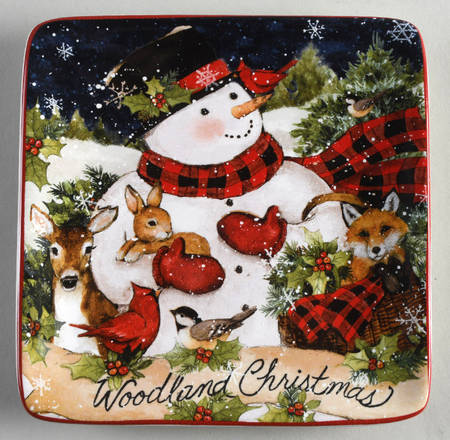 Magic of Christmas Snowman Square Canape Plate