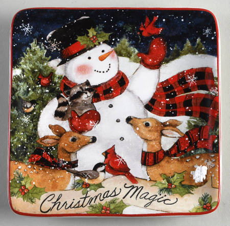 Magic of Christmas Snowman Square Canape Plate