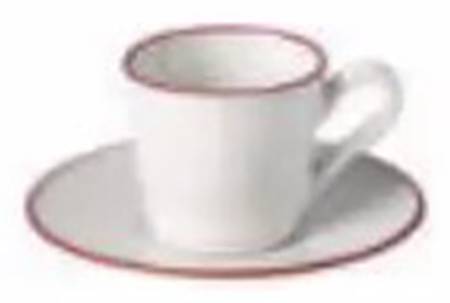 Beja (Red Trim) Flat Demitasse Cup & Saucer Set