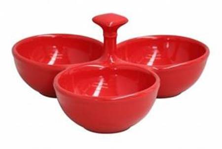 Cook and Host Red 3 Part Condiment Server W/Center Handle