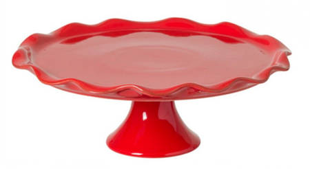 Cook and Host Red 13" Diameter Pedestal Cake Stand