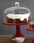 Cook and Host Red 13" Diameter Pedestal Cake Stand & Dome