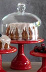 Cook and Host Red 11" Pedestal Cake Stand & Glass Dome