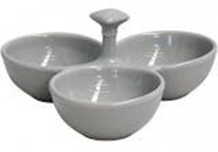 Cook and Host Gray 3 Part Condiment Server W/Center Handle