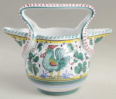 Green Rooster 7" Handled Basket