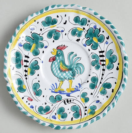 Green Rooster Saucer