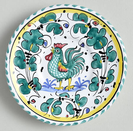 Green Rooster Saucer for Demitasse Cup