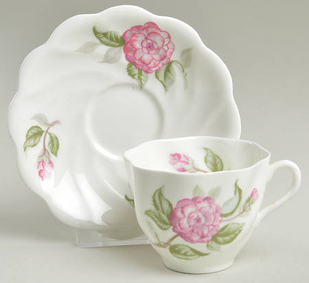 Camelia White, No Trim Flat Cup & Saucer Set