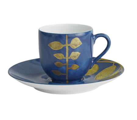 Daphne Marine Blue Flat Demitasse Cup & Saucer Set