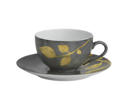 Daphne Ardoise Grey Flat Cup & Saucer Set