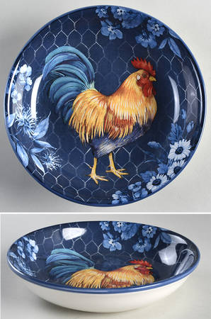 Indigo Rooster 9" Soup/Pasta Bowl