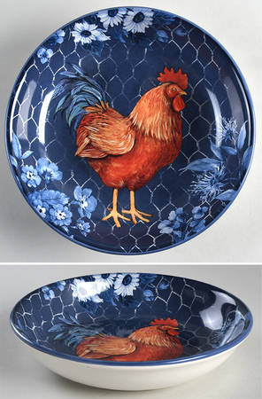 Indigo Rooster 9" Soup/Pasta Bowl