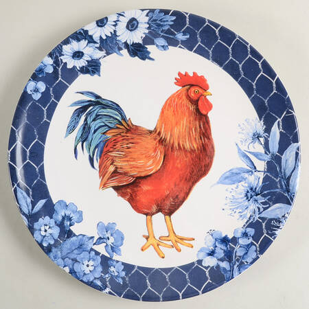Indigo Rooster Dinner Plate