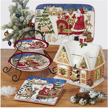 Santa's Workshop Figural Cookie Jar & Lid