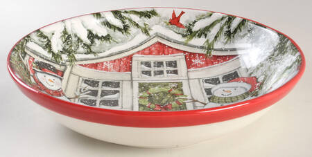 Snowman's Farmhouse 13" Pasta Serving Bowl