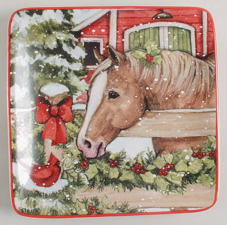 Homestead Christmas Square Canape Plate
